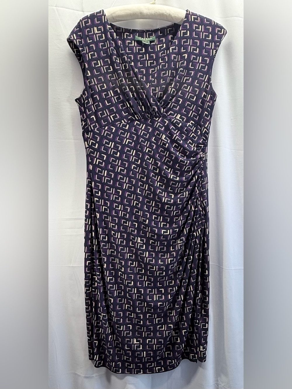 Lauren Ralph Lauren Faux Wrap Ruched Midi Dress Size 10